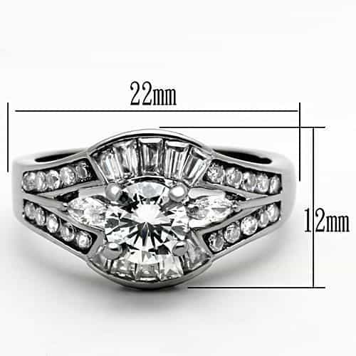 Stainless Steel Round Halo Tiered Ring | The Stainless Jewelry view 6