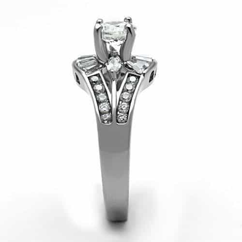 Stainless Steel Round Halo Tiered Ring | The Stainless Jewelry view 8