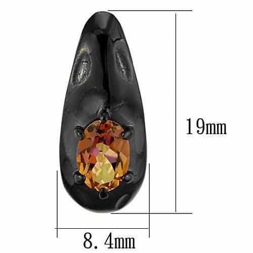Stainless Steel Black IP Topaz Crystal CZ Halo Huggie Earrings view 2