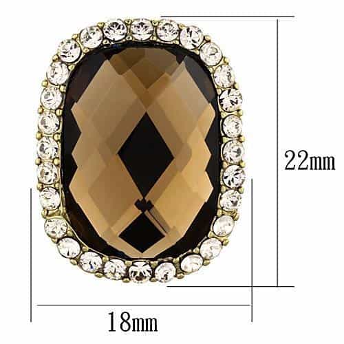 Stainless Steel Smoky Topaz Oval Crystal CZ Halo Stud Earrings view 2
