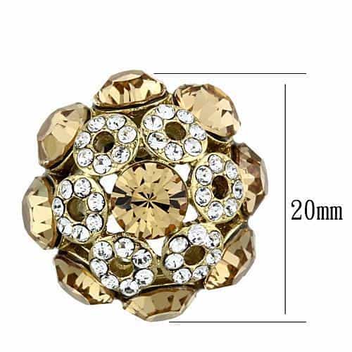 Stainless Steel Gold Champagne Crystal Cluster Ball Stud Earrings view 2