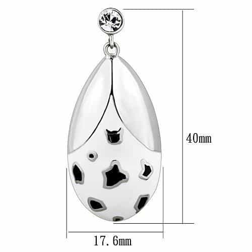 Stainless Steel Leopard Spot Cutout Teardrop Dangle Earrings view 2