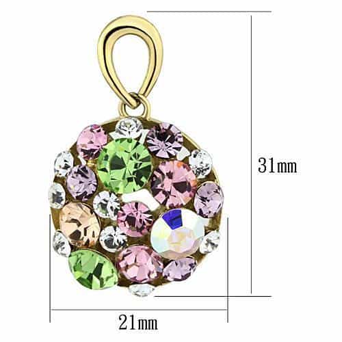 Stainless Steel Gold Multi Crystal Cluster Round Drop Earrings view 2