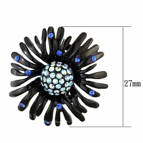 Stainless Steel Black Blue Crystal Starburst Earrings view 2