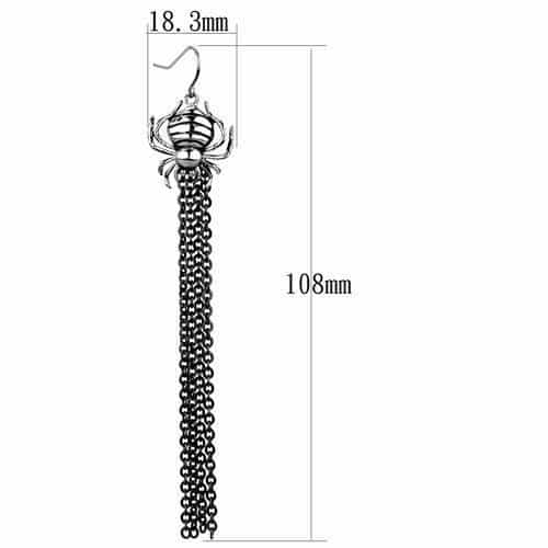 Stainless Steel Spider Skull Chain Tassel Dangle Earrings view 2