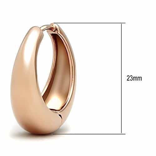 Stainless Steel Rose Gold Smooth Tapered Hoop Earrings view 2