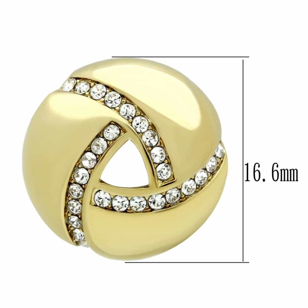 Stainless Steel Gold CZ Pave Swirl Knot Stud Earrings view 2