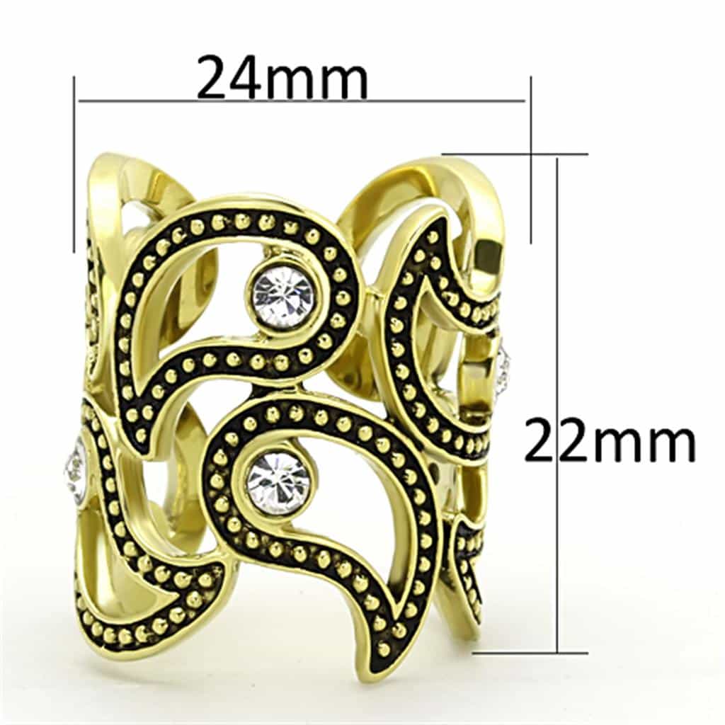 Stainless Steel CZ Filigree Scroll Ring | The Stainless Jewelry view 2