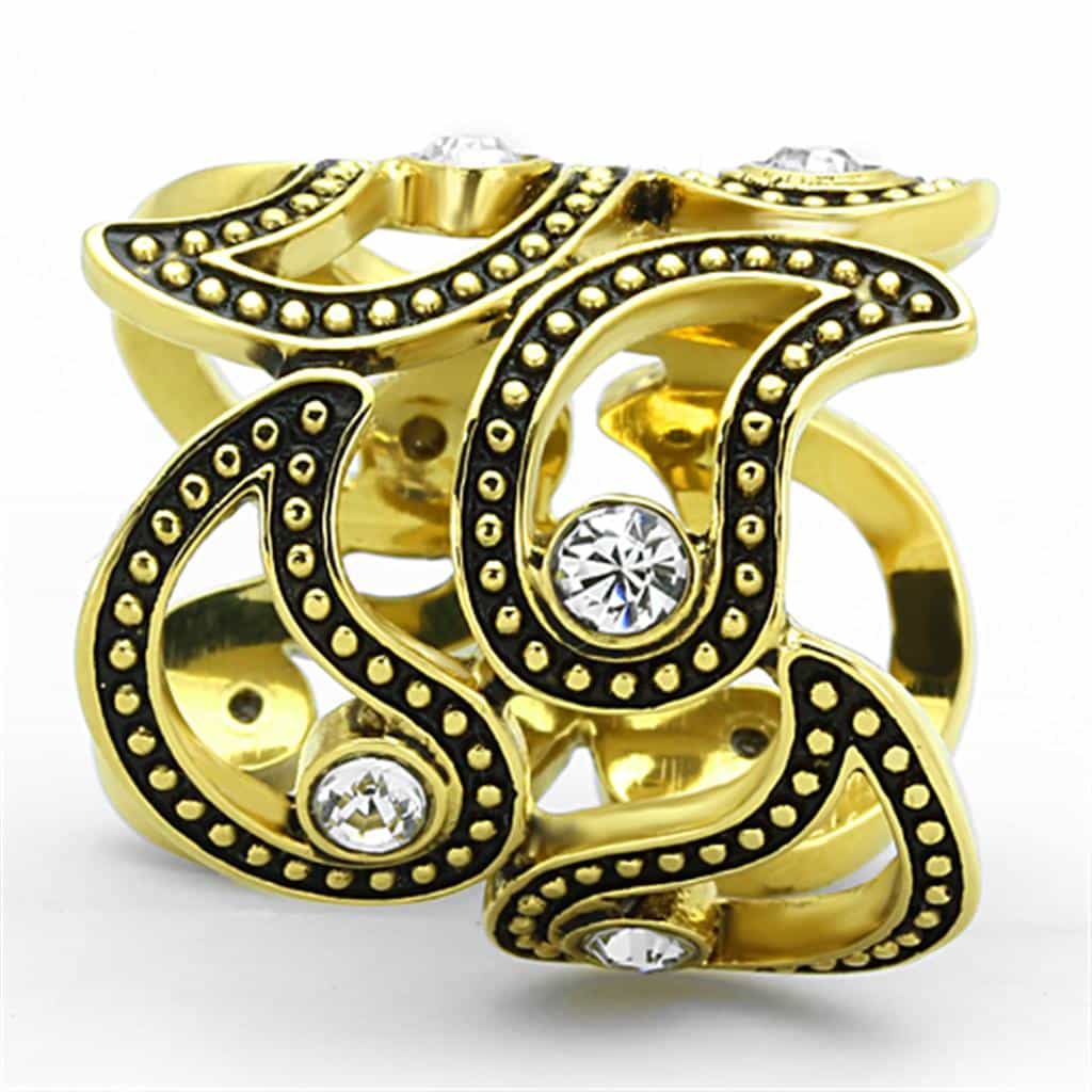 Stainless Steel CZ Filigree Scroll Ring | The Stainless Jewelry view 8