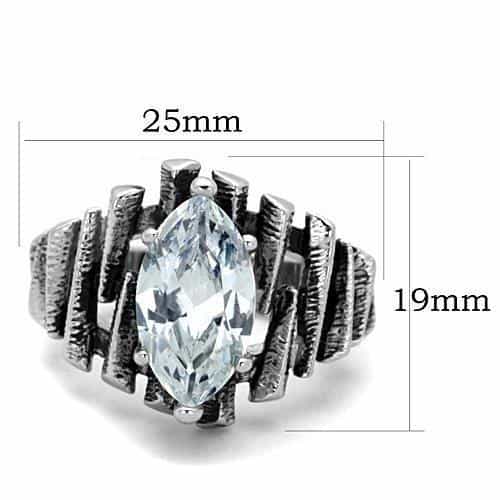 Stainless Steel CZ Marquise Gothic Claw Prong Ring view 6