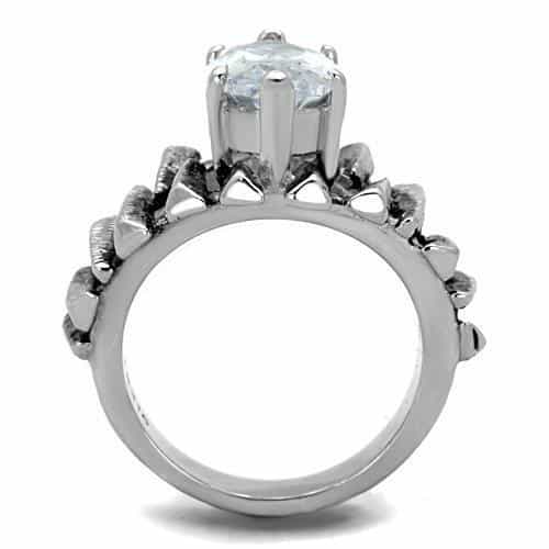 Stainless Steel CZ Marquise Gothic Claw Prong Ring view 7