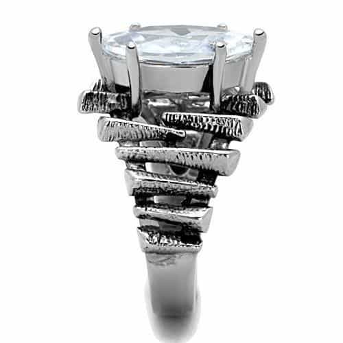 Stainless Steel CZ Marquise Gothic Claw Prong Ring view 4