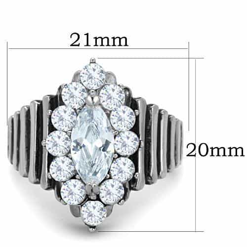 Stainless Steel CZ Marquise Cluster Art Deco Stepped Ring view 6
