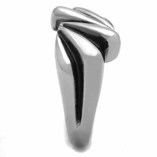 Stainless Steel Polished Leaf Wing Sculptural Dome Ring view 8