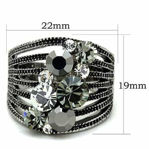 Stainless Steel Dark Crystal Multi Stone Vintage Dome Ring view 6