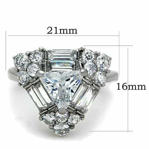 Stainless Steel CZ Baguette Round Art Deco Cocktail Ring view 6
