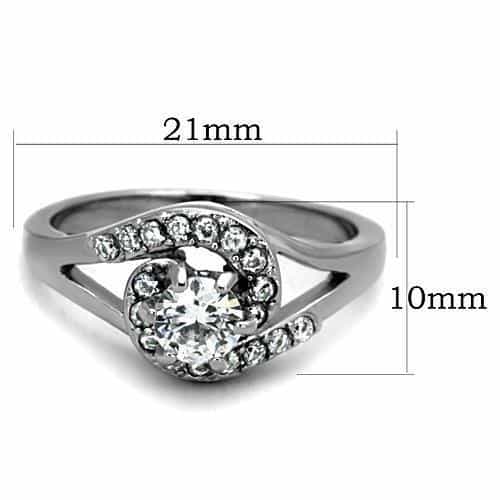 Stainless Steel Solitaire Pavé Slim Ring | The Stainless Jewelry view 6
