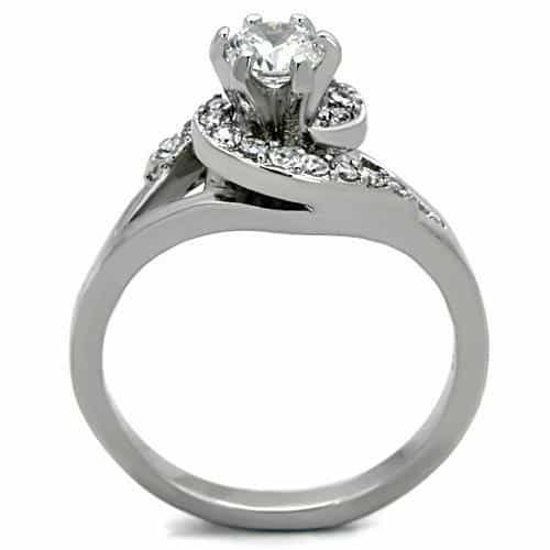 Stainless Steel Solitaire Pavé Slim Ring | The Stainless Jewelry view 7