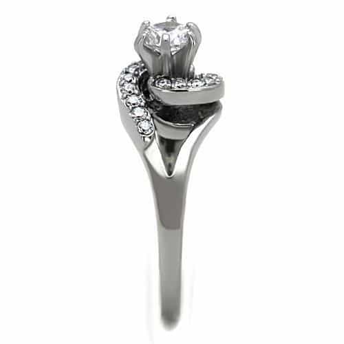 Stainless Steel Solitaire Pavé Slim Ring | The Stainless Jewelry view 4