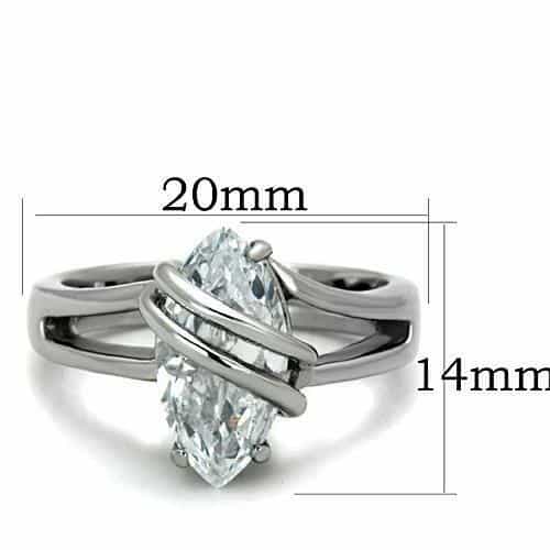 Stainless Steel CZ Pear Trillion Split Band Ring view 6
