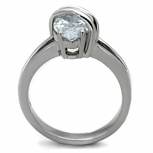 Stainless Steel CZ Pear Trillion Split Band Ring view 3