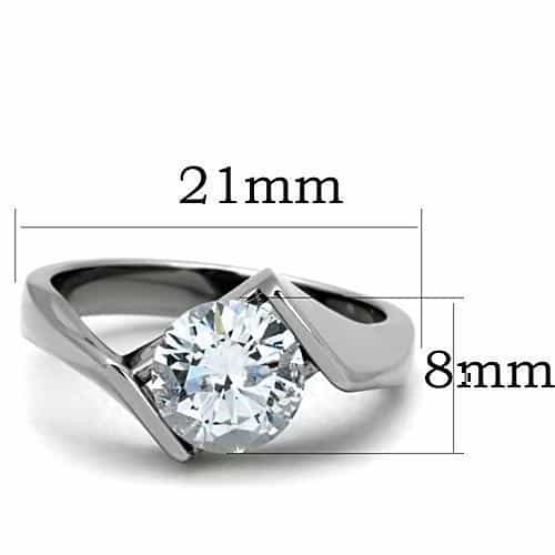 Stainless Steel CZ Round Tension Set Bypass Ring view 6