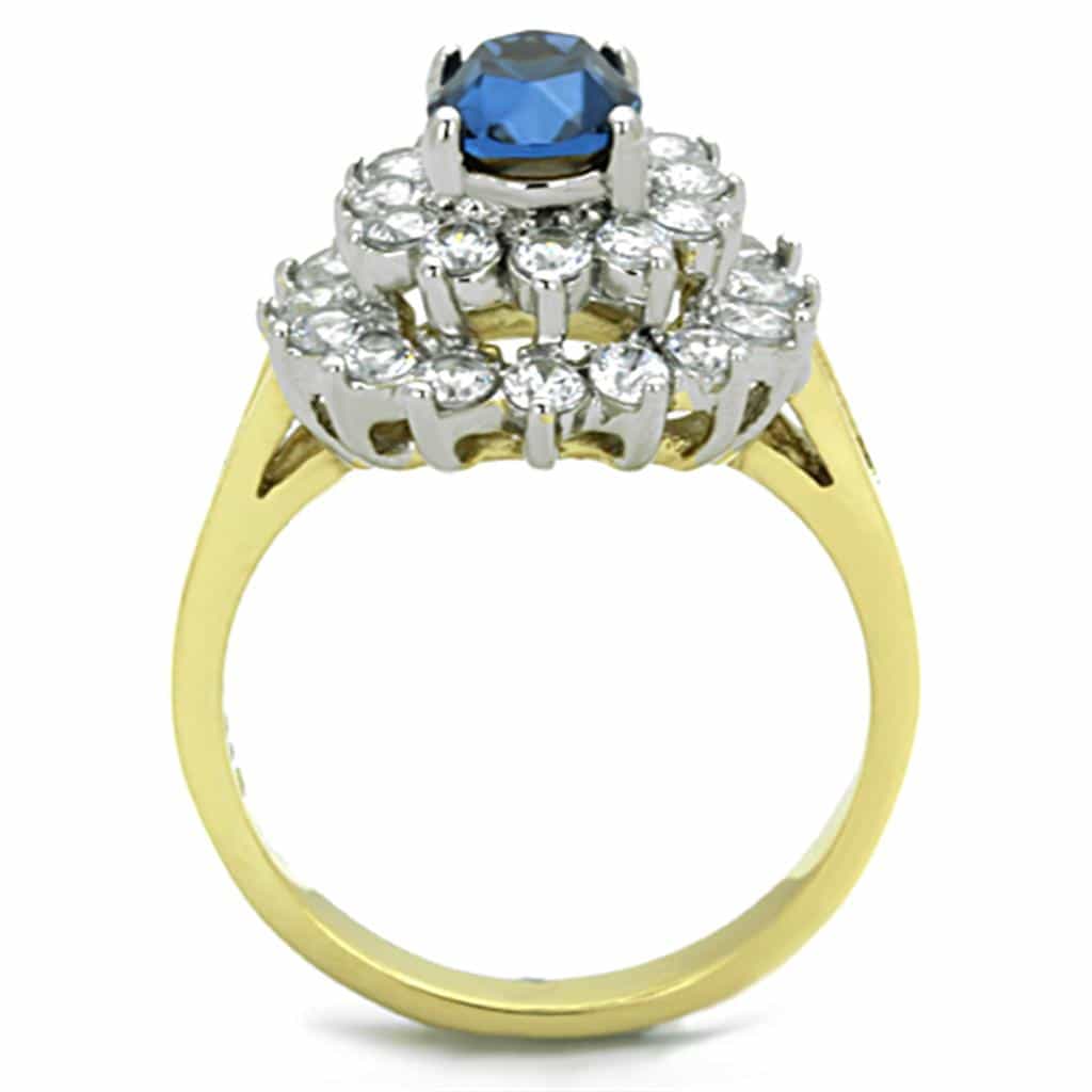 Stainless Steel Sapphire Halo Ring | The Stainless Jewelry view 3