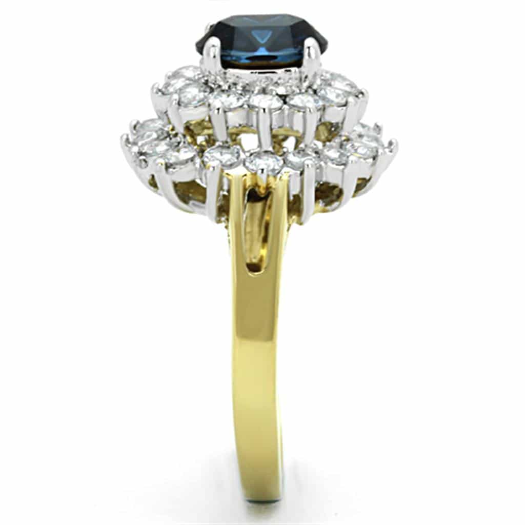 Stainless Steel Sapphire Halo Ring | The Stainless Jewelry view 8