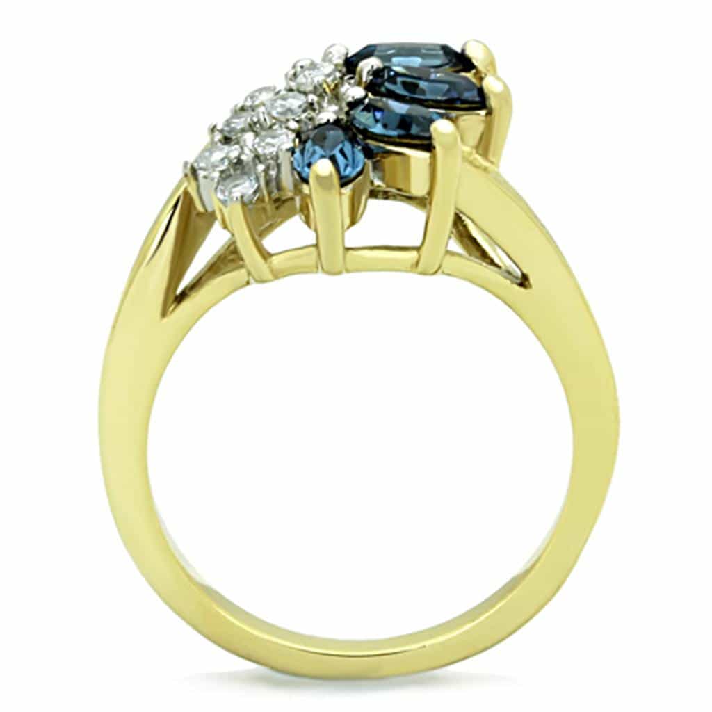 Stainless Steel Sapphire Flower Ring | The Stainless Jewelry view 3