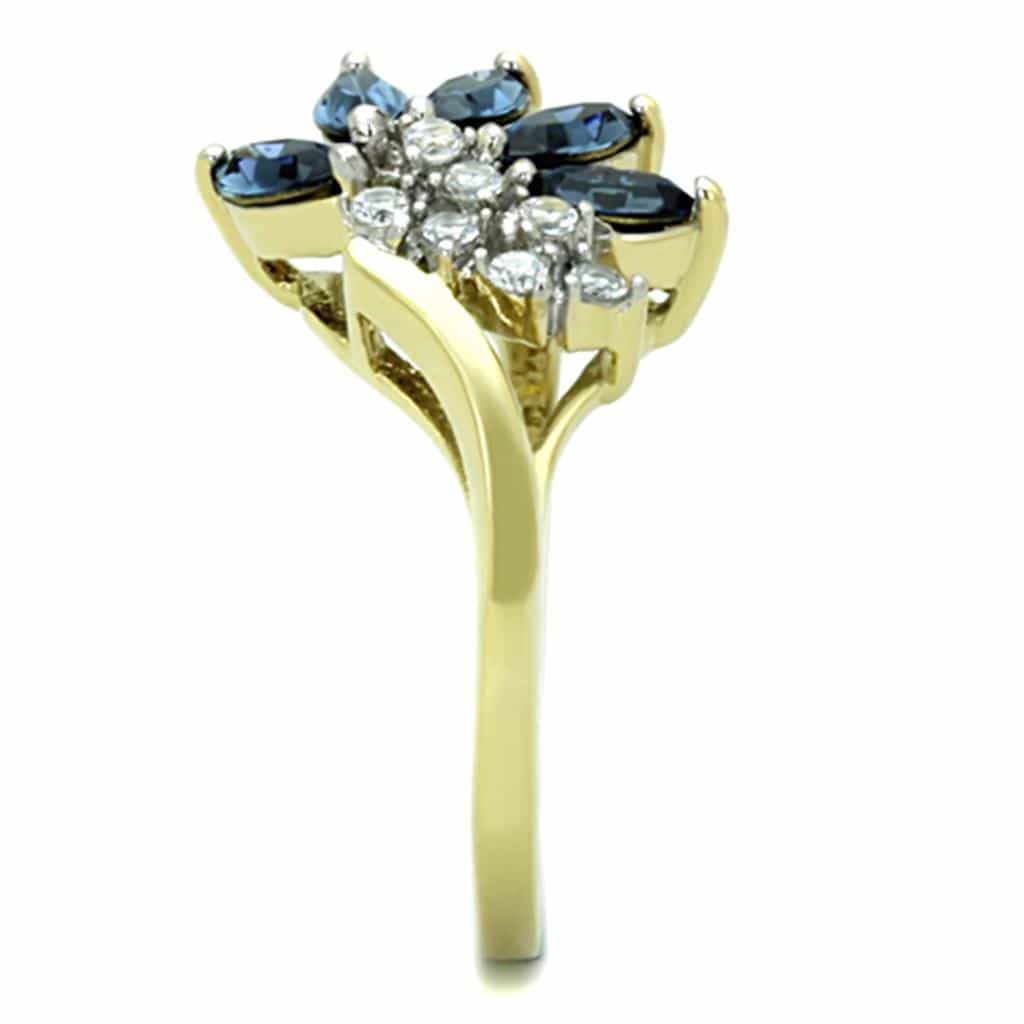 Stainless Steel Sapphire Flower Ring | The Stainless Jewelry view 4