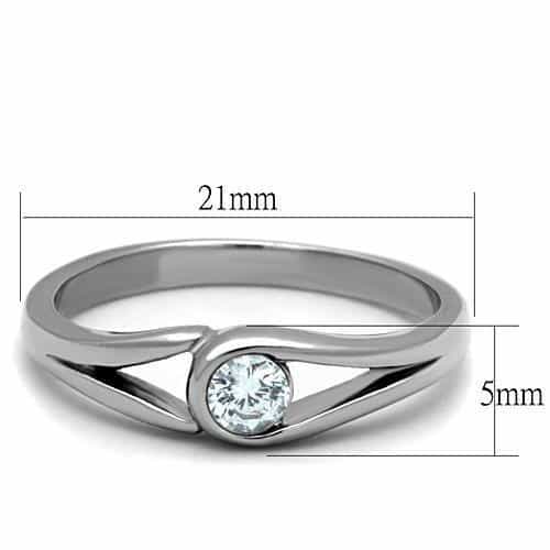 Stainless Steel CZ Round Bezel Open Adjustable Ring view 6
