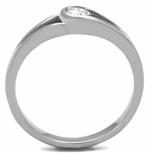 Stainless Steel CZ Round Bezel Open Adjustable Ring view 7