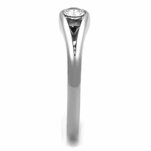 Stainless Steel CZ Round Bezel Open Adjustable Ring view 4