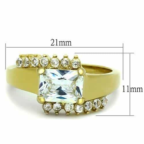 Stainless Steel Gold CZ Princess Round Side Wide Split Ring view 6