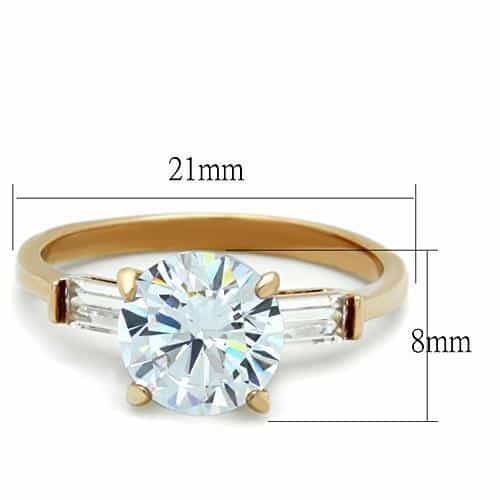Stainless Steel Rose Gold CZ Round Baguette Accent Ring view 2