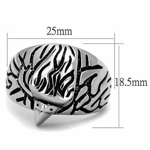 Stainless Steel Eagle Head Green Eyes Tribal Band Ring view 2