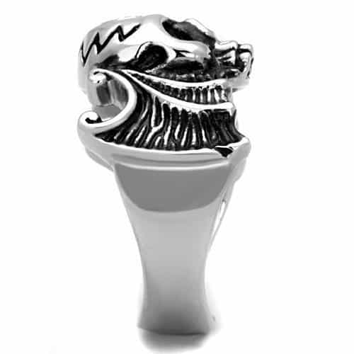 Stainless Steel Skull Cross Crown Angel Wings Ring view 4