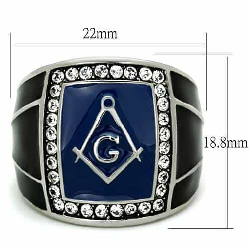 Stainless Steel Masonic Blue Enamel Ring | The Stainless Jewelry view 6