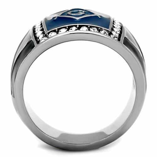 Stainless Steel Masonic Blue Enamel Ring | The Stainless Jewelry view 3