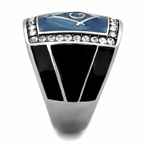 Stainless Steel Masonic Blue Enamel Ring | The Stainless Jewelry view 8