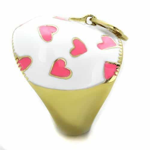 Stainless Steel White Enamel Heart Butterfly Ring view 4