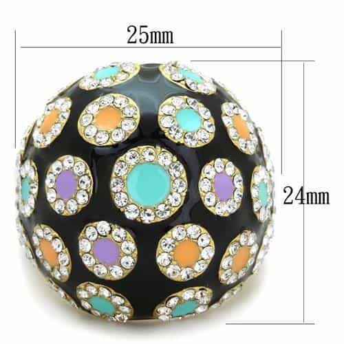 Stainless Steel Gold Black Enamel Multi Color Circle Dome Ring view 2