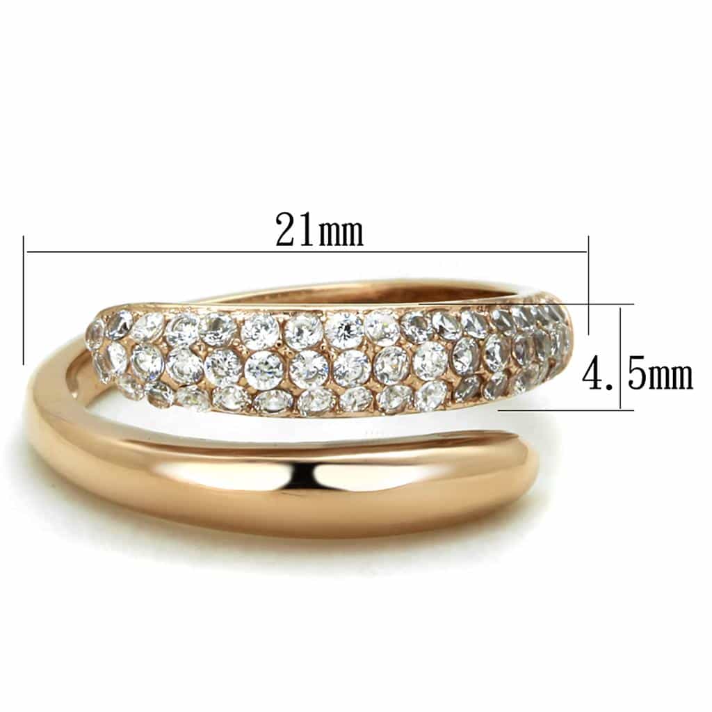 Stainless Steel Gold Pavé Double Row Band Ring view 6