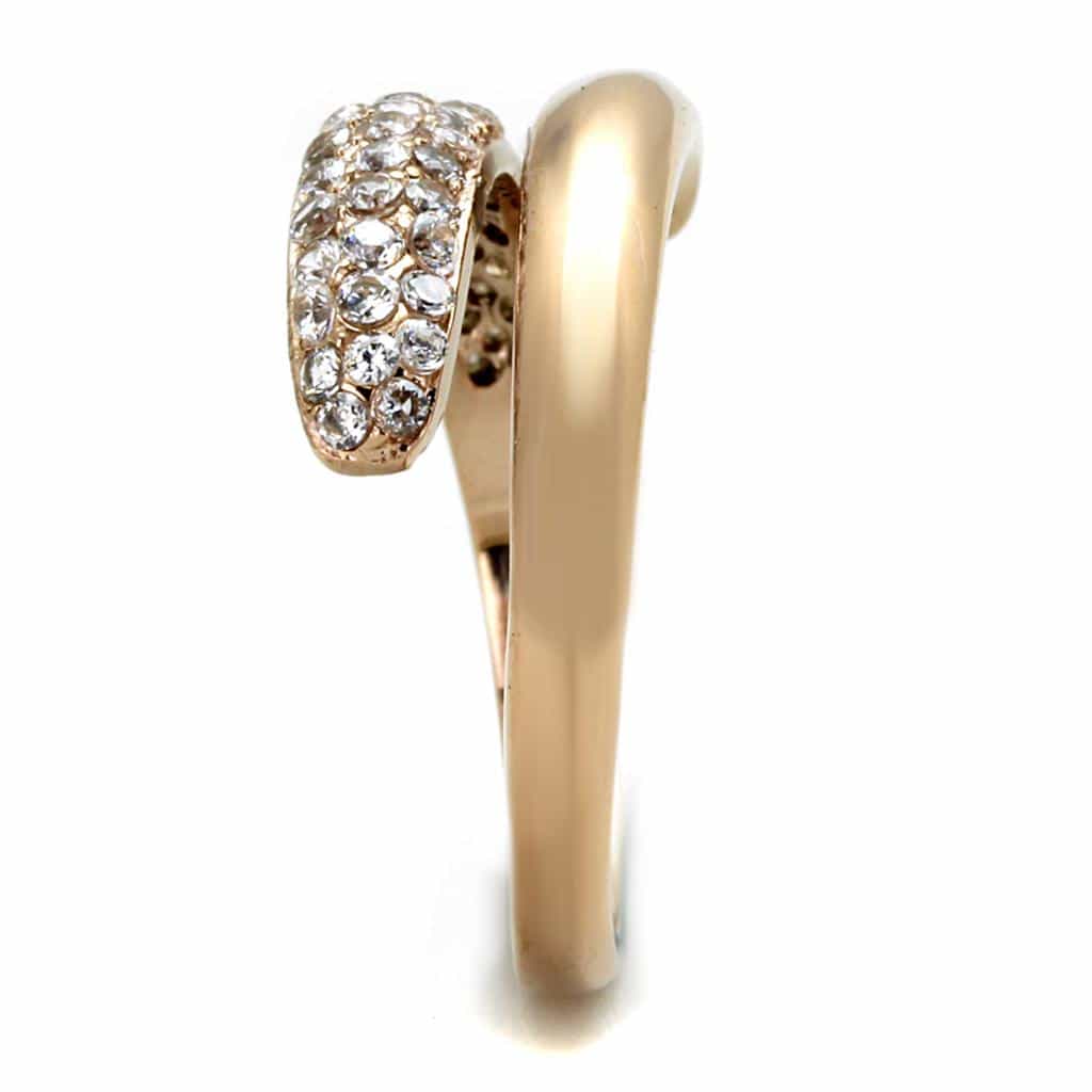 Stainless Steel Gold Pavé Double Row Band Ring view 8