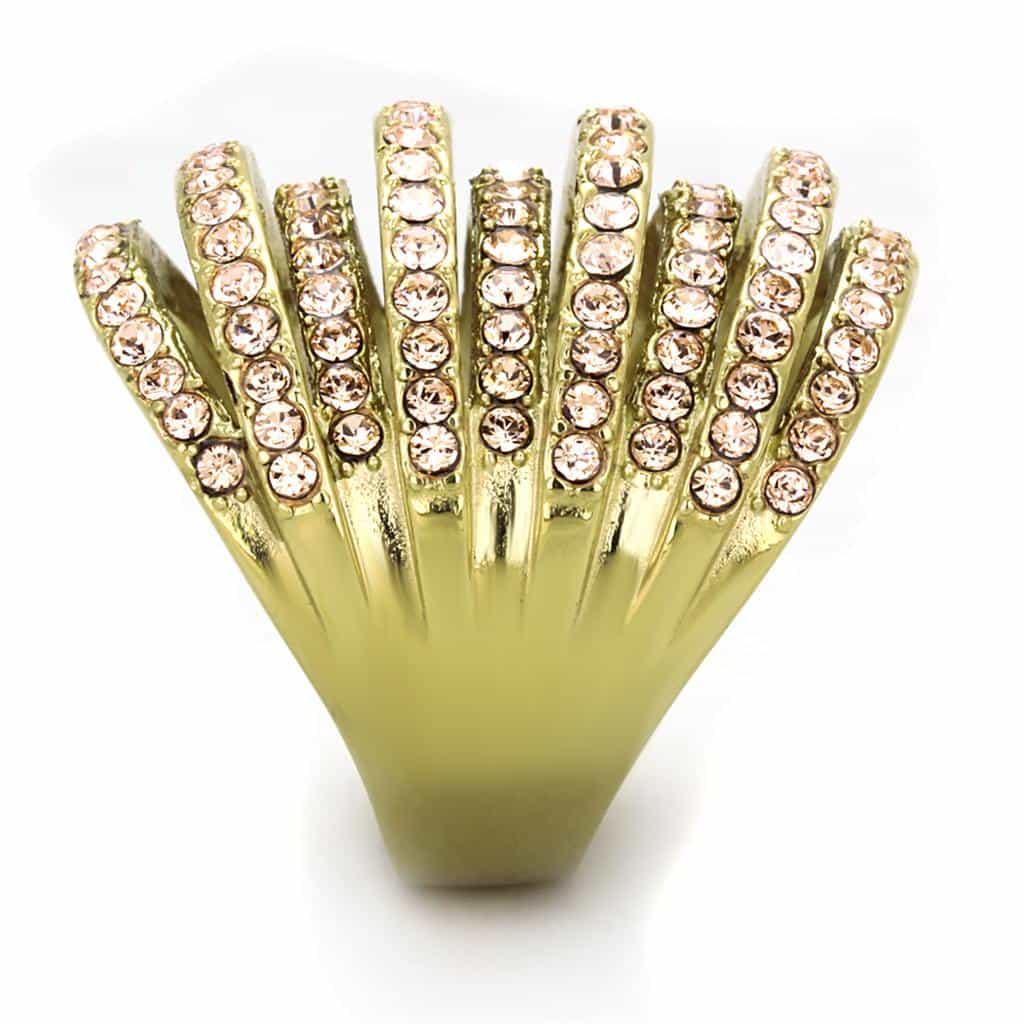 Stainless Steel Champagne Crystal Multi-Row Ring view 8