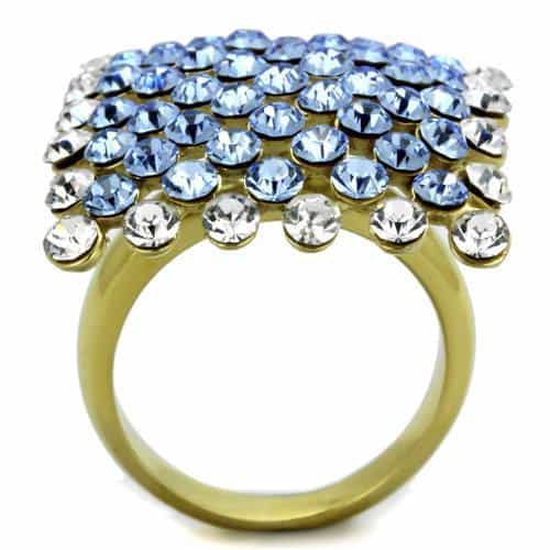Stainless Steel Blue Crystal Cascade Ring | The Stainless Jewelry view 3