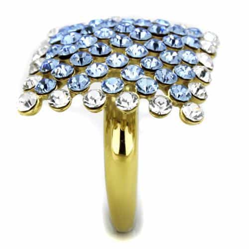 Stainless Steel Blue Crystal Cascade Ring | The Stainless Jewelry view 8
