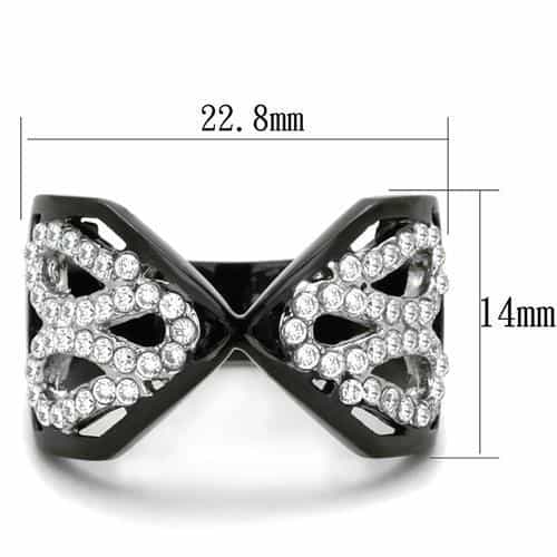 Stainless Steel Black IP CZ Crossover Ring view 6
