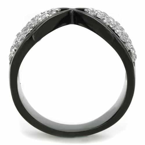 Stainless Steel Black IP CZ Crossover Ring view 7