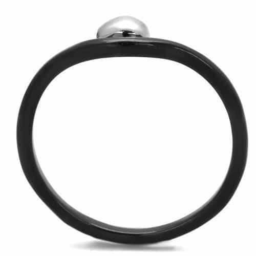 Stainless Steel Black IP Pearl Open Ring | The Stainless Jewelry view 7